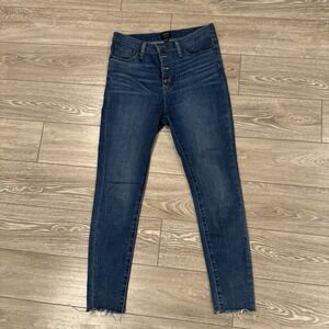 J.Crew Women's 28 High-Rise‎ Skinny Jeans Dark Wash Button Fly Modern Classic